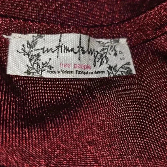 Free People Intimately Free Sleek Essentials Blouse Vneck Burgundy Shimmer S/P - Picture 11 of 13